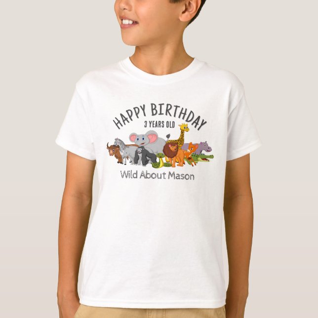 Birthday Shirt! Jungle Theme personalised  T-Shirt (Front)