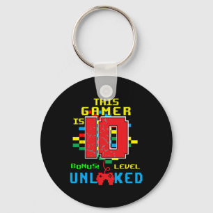 Birthday Shirt Video Game Unlocked Level 10 Year O Key Ring