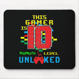 Birthday Shirt Video Game Unlocked Level 10 Year O Mouse Mat