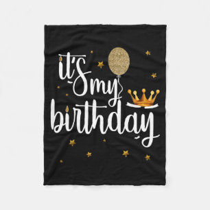 Birthday Shirt Women Girl Kids Funny Crown Fleece Blanket