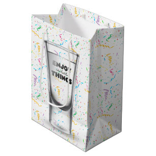 Birthday Shot Glass In Confetti Medium Gift Bag