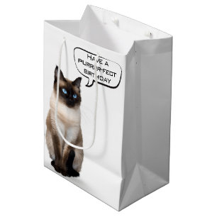 Birthday Siamese Cat  Medium Gift Bag