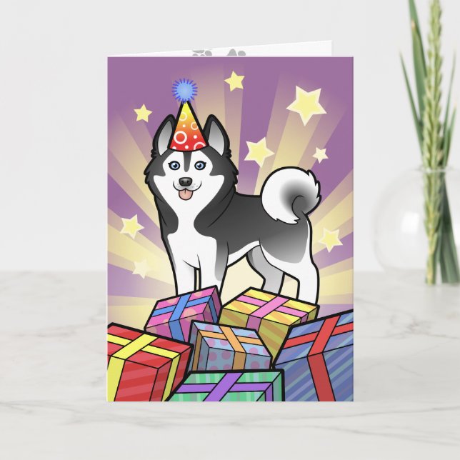 Birthday Siberian Husky / Alaskan Malamute Card (Front)