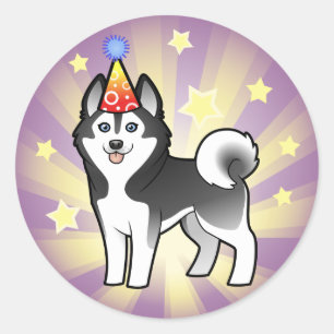 Birthday Siberian Husky / Alaskan Malamute Classic Round Sticker
