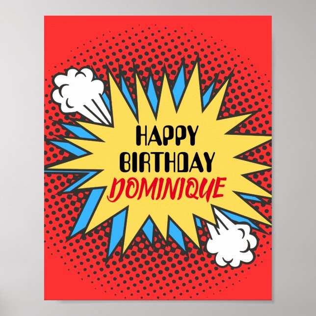 Birthday Sign, Superhero Theme, Personalise  Poster (Front)