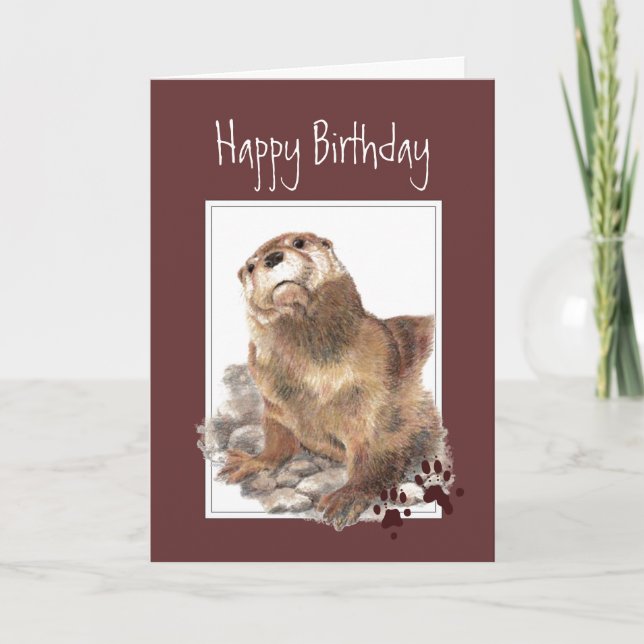 Birthday, Significant Otter Spouse Fun Animal Card (Front)