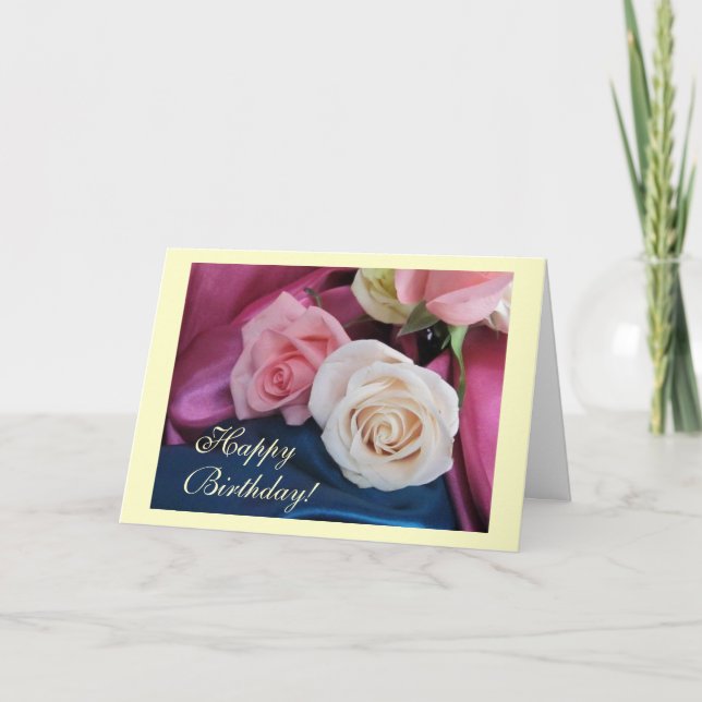 Birthday silk and roses card (Front)