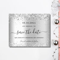 Birthday silver glitter budget save the date