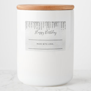 Birthday silver glitter drips homemade food label