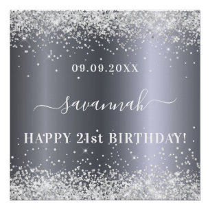 Birthday silver glitter name decoration