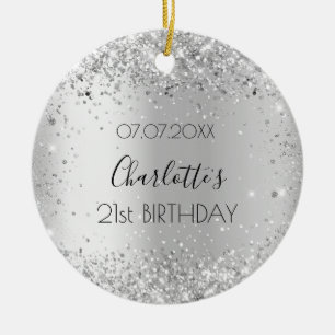 Birthday silver name ceramic tree decoration