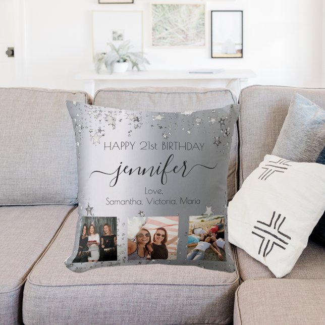 Birthday silver photo best friends cushion (Creator Uploaded)