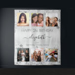 Birthday silver photo collage best friends tapestry<br><div class="desc">A gift from friends for a woman's 21st (or any age) birthday, celebrating her life with a collage of 6 of your high quality photos of her, her friends, family, interest or pets. Personalise and add her name, age 21 and your names. White text. A chic faux silver metallic looking...</div>