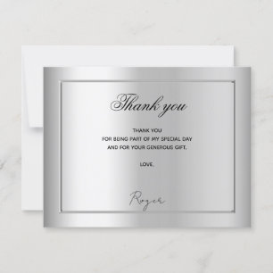 Birthday silver photo men guy thank you card