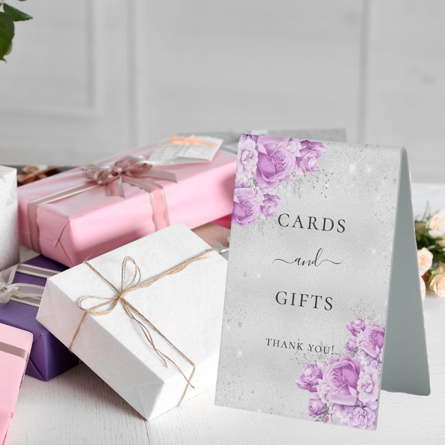 Birthday silver pink violet flowers cards gifts (Creator Uploaded)
