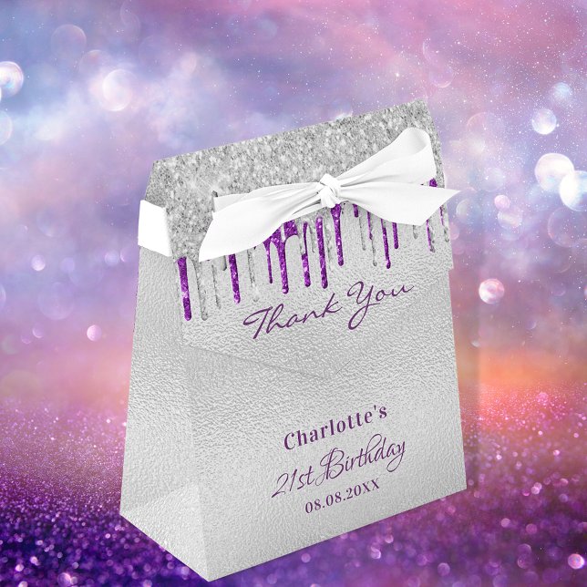 Birthday silver purple drips thank you  favour box (Creator Uploaded)