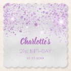 Birthday silver purple glitter monogram