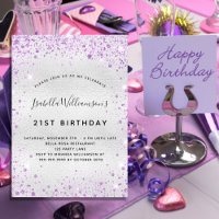 Birthday silver purple glitter sparkle