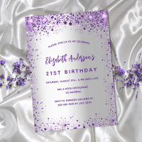 Birthday silver violet purple sparkles luxury