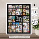 Birthday Simple 44 Photo Collage Custom Colours Poster<br><div class="desc">Create a birthday photo memories commemorative poster print to celebrate any age birthday with pictures through the years utilising this easy-to-upload photo collage template with 44 photos and personalised with their age and your custom title in your choice of colours as a meaningful keepsake or to display at a birthday...</div>