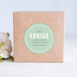 Birthday Simple Minimalist Modern Treat Green Classic Round Sticker