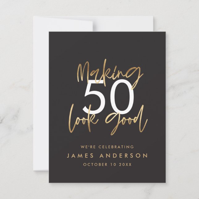 birthday simple stylish elegant script photo invitation (Front)