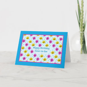 Birthday, Sister-in-law, Pink and Yellow Daisies Card