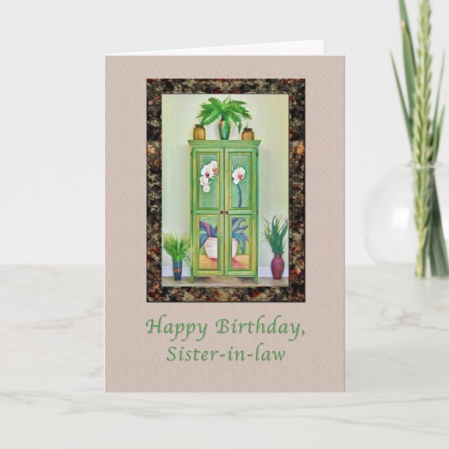 Birthday, Sister-in-law, Still Life with Cabinet Card (Front)