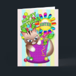 Birthday - Sister - Kitty Cat Celebrating Card<br><div class="desc">See same image for a host of different ages from 1-13 and also for Secret Pal,  Friend,  Girfriend,  Sister</div>