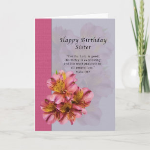 Birthday, Sister, Religious, Alstroemeria Flowers Card