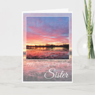 Birthday Sister, Stunning Pink Sunrise. Card