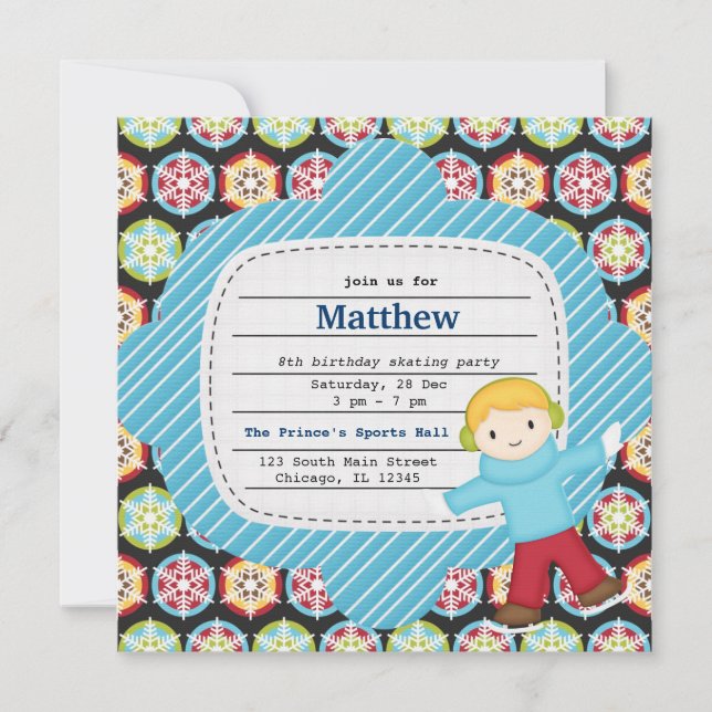 Birthday Skating (Boy) Invitation (Front)
