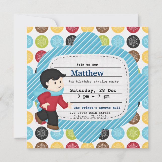 Birthday Skating (Boy) Invitation (Front)