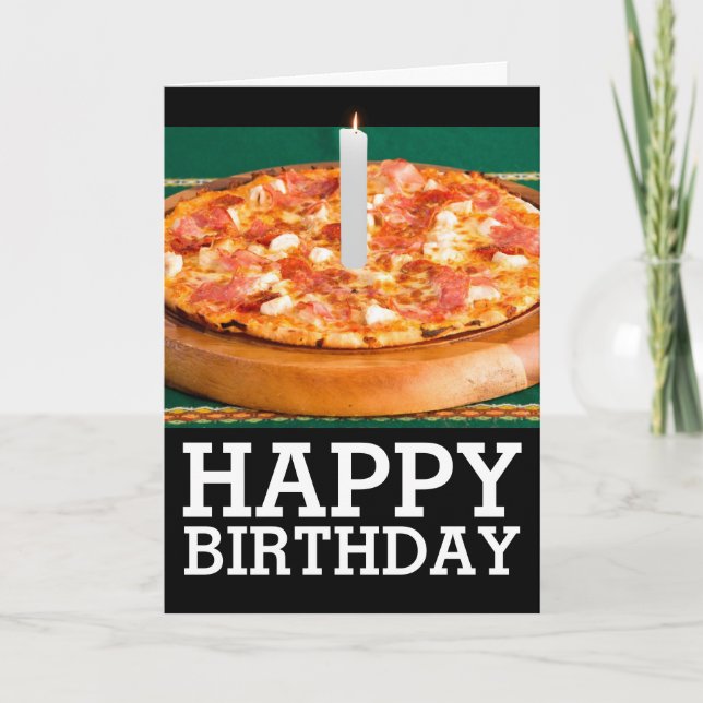 BIRTHDAY SLICE OF PEPPERONI PIZZA CANDLE CARD (Front)