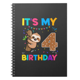 Birthday Sloth 4 years old 4th Birthday Sloth Love Notebook