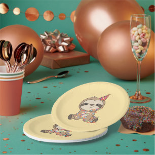 Birthday Sloth For Children A Birthday Paper Plate
