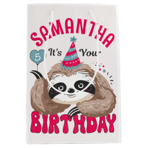 Birthday Sloth For Cute Cartoon Sloths Lovers Medium Gift Bag