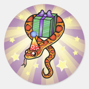 Birthday Snake Classic Round Sticker