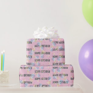 Birthday Soap Bubbles On Pink Wrapping Paper