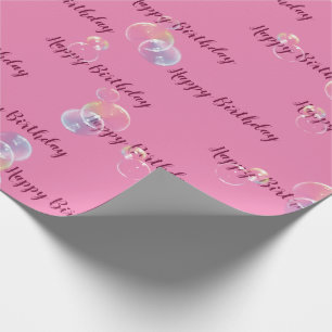 Birthday Soap Bubbles On Pink Wrapping Paper