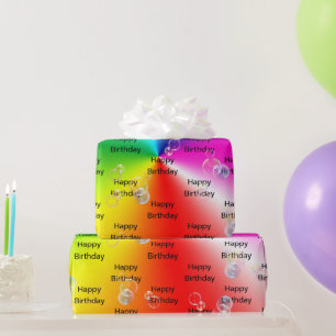 Birthday Soap Bubbles On Rainbow Spectrum Wrapping Paper