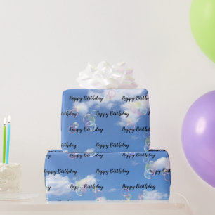 Birthday Soap Bubbles On Sky  Wrapping Paper