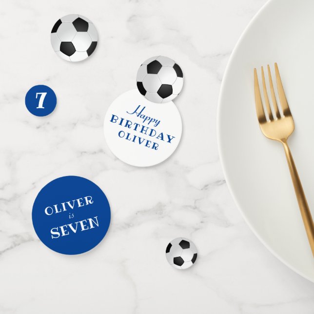 Birthday Soccer Ball Football Blue Birthday Party Confetti (Group)