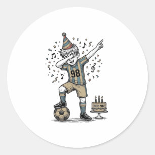Birthday Soccer Boy Dab Vintage Engraving Shirt_1 Classic Round Sticker