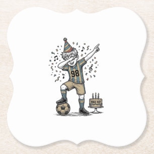 Birthday Soccer Boy Dab Vintage Engraving Shirt_1 Paper Coaster