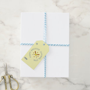 Birthday softball custom text cream blue gift tags