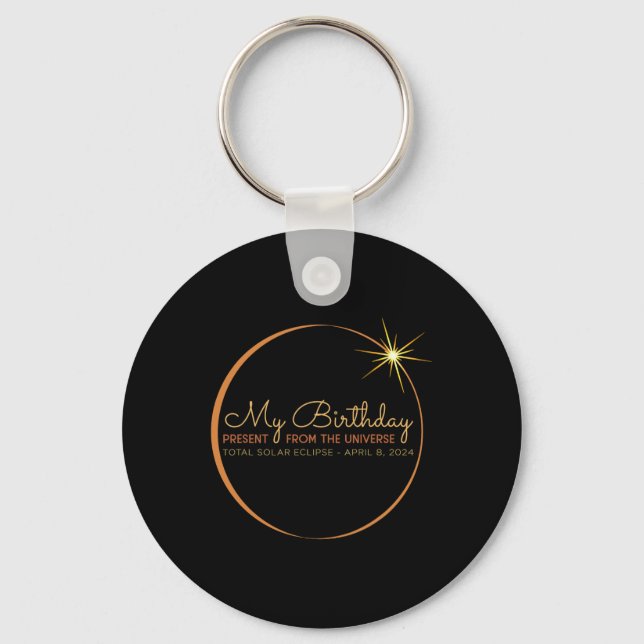 Birthday Solar Eclipse 2024 April 8 Total Eclipse  Key Ring (Front)