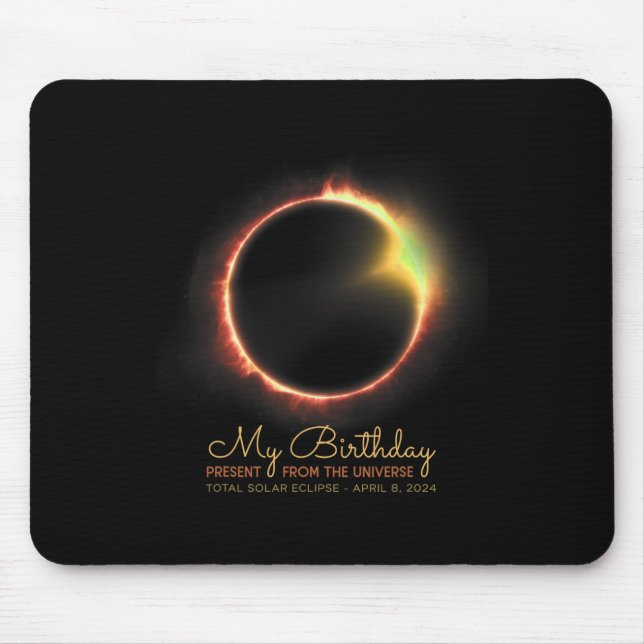 Birthday Solar Eclipse 2024 April 8 Total Eclipse  Mouse Mat (Front)