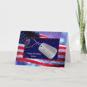 BIRTHDAY/SOLDIER- US FLAG - DOG TAGS - BIBLE TO SE CARD