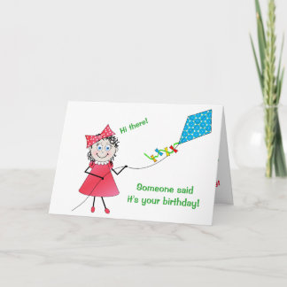 BIRTHDAY - Someone Told Me! Girl Flying Kite Card